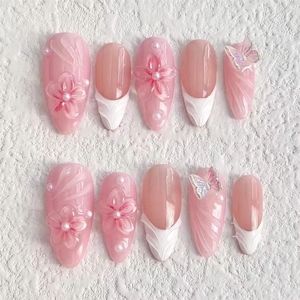 <span class=keywords><strong>Uñas</strong></span> Acrílicas Personalizadas con Grabado Removible, Estilo Brillante, <span class=keywords><strong>Relieve</strong></span> Francés, Cobertura Total, Hechas a Mano, <span class=keywords><strong>Uñas</strong></span> Postizas - Product Image 5