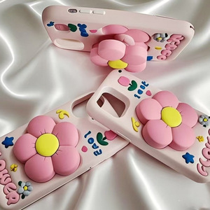 Cover per telefono in Silicone per telefono con bordo a forma di fiore, graziosa, a forma di fiore, Anti-goccia, per <span class=keywords><strong>iPhone</strong></span> 16 15 14, 12 11 - Product Image 3