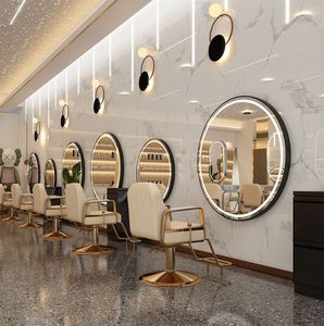 K Modern LED <b>Vanity</b> Mirror Round <b>Makeup</b> Mirror Black Frame Beauty Salon Mirror - Product Image 4