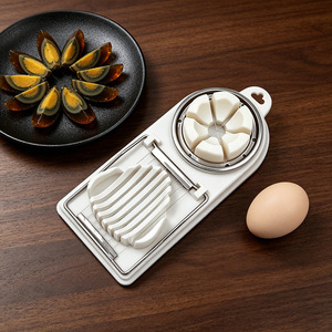Egg Slicer 2 In 1 Stainless Steel Red White Color Egg Cutter Divider For Hard Boiled Eggs Kitchen Tool - Product Image 3