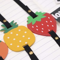 Marque-page en cuir PU avec bande élastique, motif fruits mignons (fraise, ananas) pour journaux et carnets, cadeaux pour les amateurs de livres