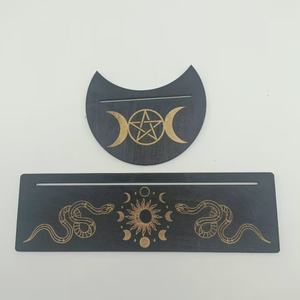 حامل بطاقات التارو على شكل قلب لعيد الهالوين، قاعدة خشبية صديقة للبيئة على شكل هلال، صندوق خشبي منقوش من ماركة جياهوي للتعليق على الحائط - Product Image 4