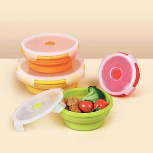 Grade Bpafree <b>Microwavable</b> <b>Storage</b> Containers Lunchtime Silicone Folding Food Bowls - Product Image 2