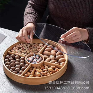 Customized Round Dried Fruit Box With Lid 4-7 Compartments Standing Type <b>Storage</b> <b>Tray</b> For Snacks And Candy - Product Image 1