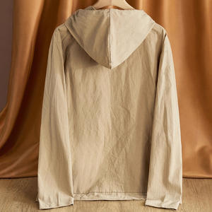 Veste décontractée à capuche pour homme en coton et lin, coupe ample et respirante, idéale pour le printemps et l'automne - Product Image 1