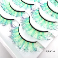 Bulu Mata Palsu 3D Mink Full Strip Model Cat Eye 5 Pasang Buatan Tangan Vegan Bebas Kekejaman Warna-warni Grosir