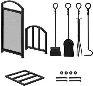 Oniya 30.7in Support de bois de chauffage avec <span class=keywords><strong>4</strong></span> outils de cheminée Intérieur Extérieur Heavy Duty Porte-bûche en fer forgé - Product Image 3