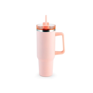 Tazza termica rosa in acciaio inossidabile da 1,2 litri con cannuccia e manico - Product Image 1