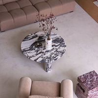 Table basse en marbre naturel blanc Calacatta Viola de luxe Newstar pour le salon, design de meubles