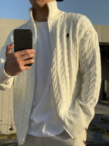 Maglione da <span class=keywords><strong>uomo</strong></span> lavorato a Zip a maglia Slim Fit <span class=keywords><strong>con</strong></span> <span class=keywords><strong>cerniera</strong></span> e Logo ricamato <span class=keywords><strong>con</strong></span> tasche - Product Image 3