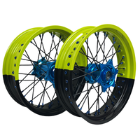 Set Roda Supermoto CNC Aluminium Alloy 16 17 Inch Kuning Hitam Biru untuk KTM EXC SXF GasGas MC XE Husqvarna TE FE Motor Trail
