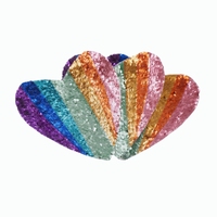 Prix usine arc-en-ciel coeur broderie paillettes Patch fer sur pour vêtements fille Applique autocollant