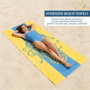 ผ้าขนหนูชายหาดไมโครไฟเบอร์แบบกำหนดเอง พิมพ์ลายสีสันสดใส ผ้ากำมะหยี่ โพลีเอสเตอร์ 90% ลายสัตว์ทะเลหนาพิเศษ - Product Image 3