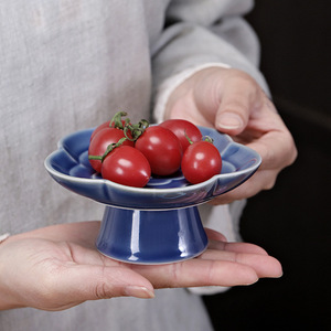Assiette à fruits en porcelaine en forme de fleur, sur pied haut, pour servir des collations et du thé, idéale pour les fêtes et la maison - Product Image 2