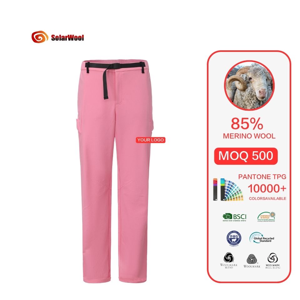 Solarwool Factory Custom Morden Merino Wool Woven Sports Cargo Pants