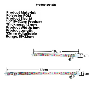 Collier de sécurité détachable en polyester à motif floral pour chat et petit <span class=keywords><strong>chien</strong></span>, avec boucle réglable et clochette, imprimé fleurs fraîches - Product Image 3