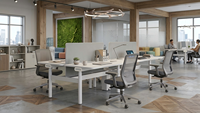 Bureau debout électrique commercial réglable en hauteur avec panneau d'intimité, mobilier de bureau modulaire pour espace de travail ouvert