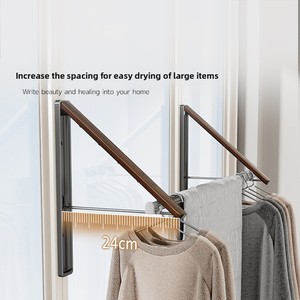 Tendedero de ropa moderno minimalista de aluminio para balcón, montado en pared sin perforaciones, plegable, para secar edredones - Product Image 3