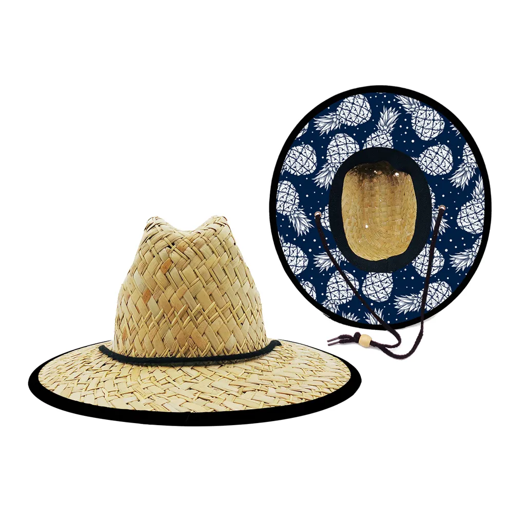 מותאם אישית טבעי דשא המשובץ ראסינג דגל UV הגנת ילד מציל ספארי גלישה חוף ילדי קש כובע