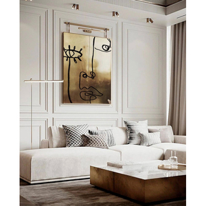 Arte Abstracto Moderno de Lujo sobre Lienzo, Pintura al Óleo con Lámina Dorada Pintada a Mano, Estilo <span class=keywords><strong>Picasso</strong></span>, Decoración de Pared para Sala de Estar - Product Image 2