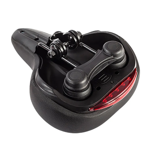 Sillín de <span class=keywords><strong>bicicleta</strong></span> de <span class=keywords><strong>gel</strong></span> suave y cuero con luz trasera, estilo de movimiento de carbono para ciclismo de montaña, suministro de fabricantes - Product Image 2