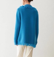 NARI Luxury Autumn Winter Loose Fringe Cardigan en cachemire 100% Pure Cashmere Women Unbuttoned Cardigan Sweater Coat for Ladies