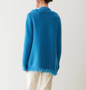 NARI lujo Otoño Invierno suelta flecos Cachemira cárdigan 100% Cachemira pura mujeres desabotonado cárdigan suéter abrigo para damas - Product Image 4