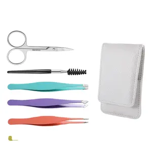 Colorful Set Package Professional Extension Eyebrow Scissor Tweezers With Private Logo Label Eyebrows Shaping Kit