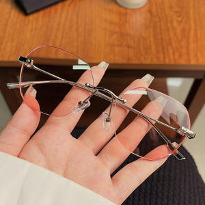 Montures de lunettes élégantes sans monture, forme ovale, protection contre la lumière bleue, légères, unisexe, verres PC indice 1.56, origine Taizhou - Product Image 4