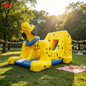 Toboggan gonflable multi-pistes à thème dinosaures de la jungle, populaire pour la ferme, le jardin, les journées en famille et les centres de jeux intérieurs - Product Image 2