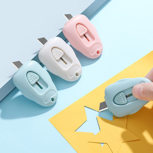 Mini Utility Knife Paper Cutter Spring Loaded Portable For Students Office Use 0.1 Mm Accuracy ABS Material Blue White - Product Image 1