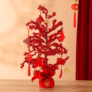 Arbre artificiel de sureaux rouges, décoration du Nouvel An chinois, ornement d'intérieur pour salon - Product Image 3