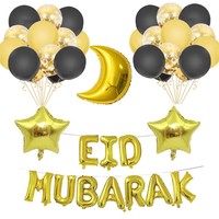 Décorations Eid Mubarak, ensemble de ballons en feuille d'aluminium gonflables en forme de lettres, bannière dorée Ramadan Mubarak