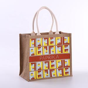 Eco Friendly Wholesale <b>Large</b> Customized Jute Tote Shopping Bag with Zipper Closure <b>Black</b> Laminated Lady <b>Handbags</b> - Product Image 2