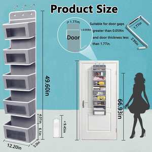 Over the Door Hanging Closet Organizer With Clear Windows and 2 Widened Metal Hooks Clear Window <b>Clothes</b> <b>Boxes</b> - Product Image 2