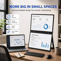 Moniteur pliable à double écran de 18,5 pouces, angle de vue de 178 degrés pour films, vidéos et divertissements, moniteur de jeu