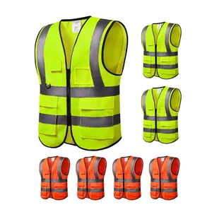 Gilet di sicurezza verde industriale con tasca