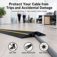 Protecteur de câble de sol en PVC, rampe à câbles 3 canaux, cache-câbles jaune avec bande de sécurité, protection anti-chute pour bureau, maison, entrepôt