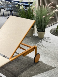 Nisco Chất lượng cao ngoài trời Sling nhôm phòng chờ đặt bốn vị trí Lay-phẳng Chaise phòng chờ - Product Image 4