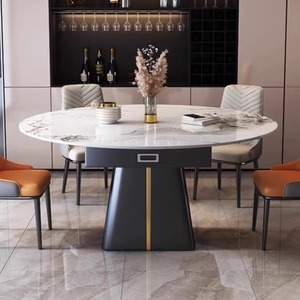 Smart Convertible Extendable <b>Foldable</b> <b>Dining</b> <b>Table</b> Set Sintered Stone Top Gold Base Modern Light Luxury Hall Furniture 6-Seater - Product Image 2
