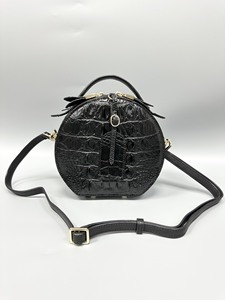 Sac à bandoulière noir en cuir de crocodile 100% pour femme, sac à main toutes saisons avec fermeture éclair, sac classique - Product Image 2