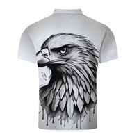 Chemise d'été pour homme à imprimé aigle 3D, manches courtes, col rabattu, décontractée, pour la rue et les vacances, 100 % polyester respirant et à séchage rapide