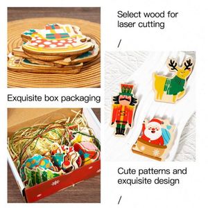 Muñeco de Santa Claus de Madera para Decoración de Árbol, 20 Piezas, Adornos Colgantes de Madera con Gnomos Navideños, Juguete Clásico - Product Image 5