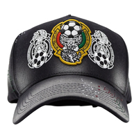Gorra de Béisbol de Cristal del Equipo Nacional de México, Federación Mexicana de Fútbol, Triple Crest Silver Fade Bling Dealers, Gorra Snapback