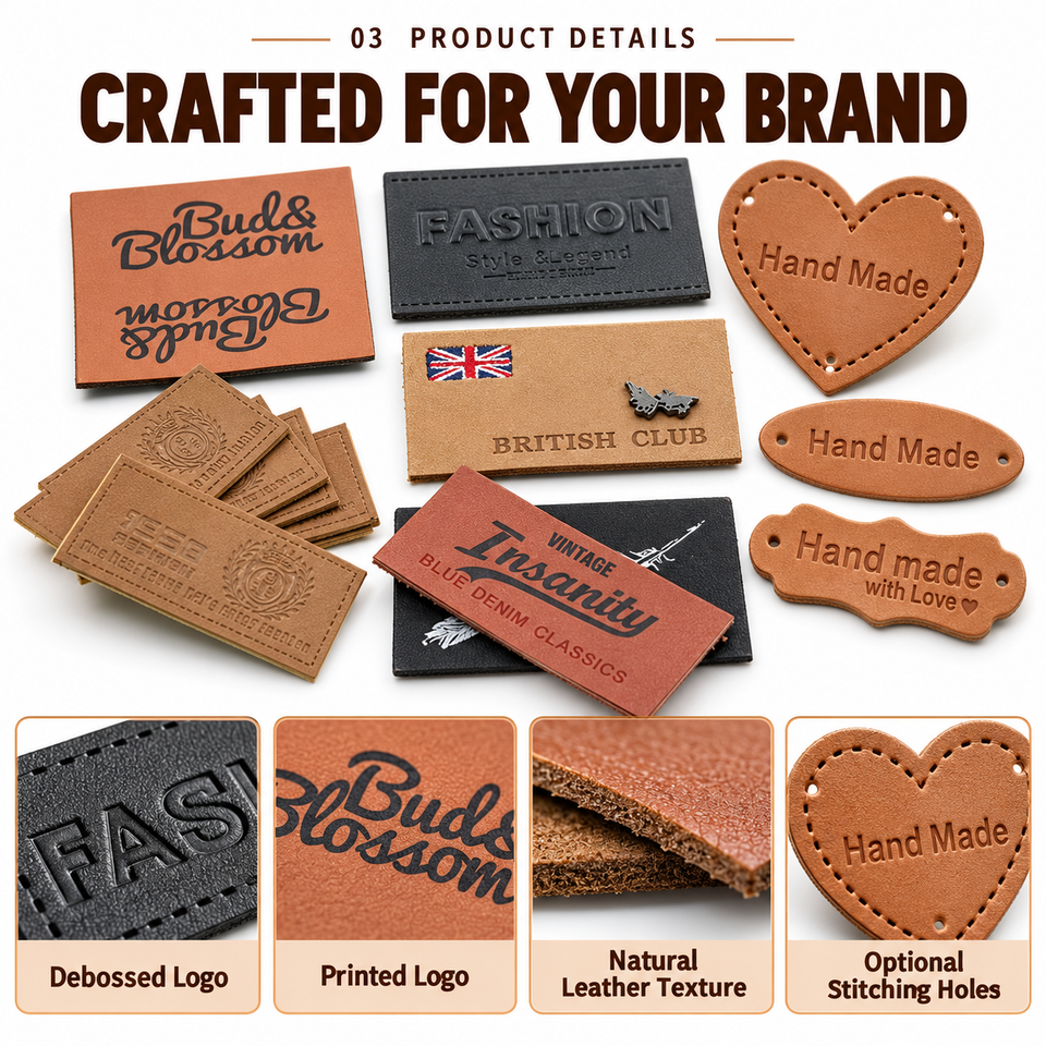Modeling Service Logo Custom Logo Genuine Cowhide Leather Cut Pieces Embossed Heat Transfer ...