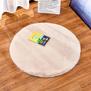 Thick Plush Faux Rabbit Fur <b>Round</b> Rug 91-100 Polyester Fiber <b>Cushioned</b> Living Room Bedroom Mat Solid Color Custom Made - Product Image 1