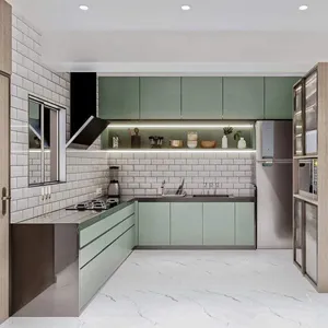 BAINENG Customized Modern Design Kitchen Cabinets 304 Stainless Steel Luxury Kitchen Cabinets Made In Guangzhou