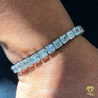 Pulsera de Moissanita de Lujo con Corte Asscher, Estilo Diamante Brillante y Elegante Acabado en Oro Blanco para Mujer