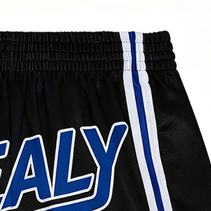 กางเกงบาสเก็ตบอลสีดำสำหรับผู้ชาย Healy พร้อมแถบข้างสีน้ำเงินขาว เอวยางยืด ไซส์พลัส ชุดลำลองสำหรับเล่นกีฬาฤดูร้อน - Product Image 3