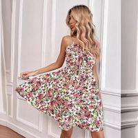 Robe Courte Élégante Sans Manches à Imprimé Floral et Taille Élastique, Style Princesse Vintage Européen et Américain pour l'Été 2026